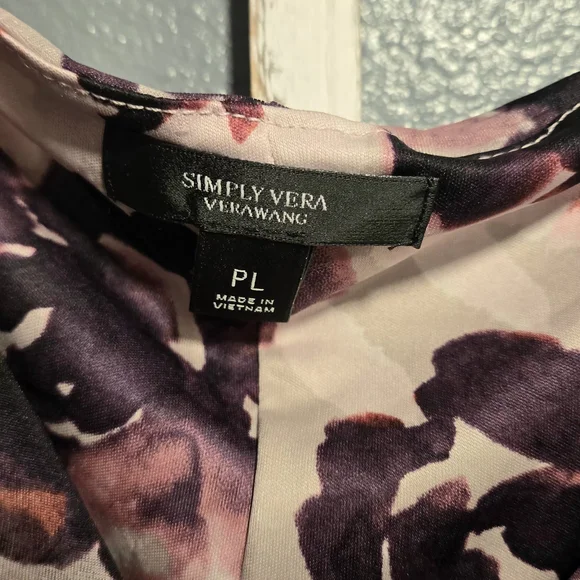 Simply Vera Vera Wang Purple Floral High-Low Midi Dress - Size PL Petite Large - Picture 2 of 5